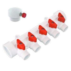 DISTRIBUITOR PPR CU ROBINET ROSU DN25x2 CAI + DOP CU AERISITOR MANUAL RAODYNE (1/34) (100852)