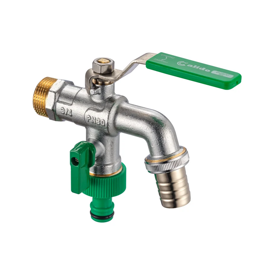 CALIDO-GARDEN BIS - ROBINET DUBLU SERVICIU 1/2"x3/4"x15 + 2 CONECTORI(FURTUN + QUICK), PN30 ARKA (1/32) (101350)
