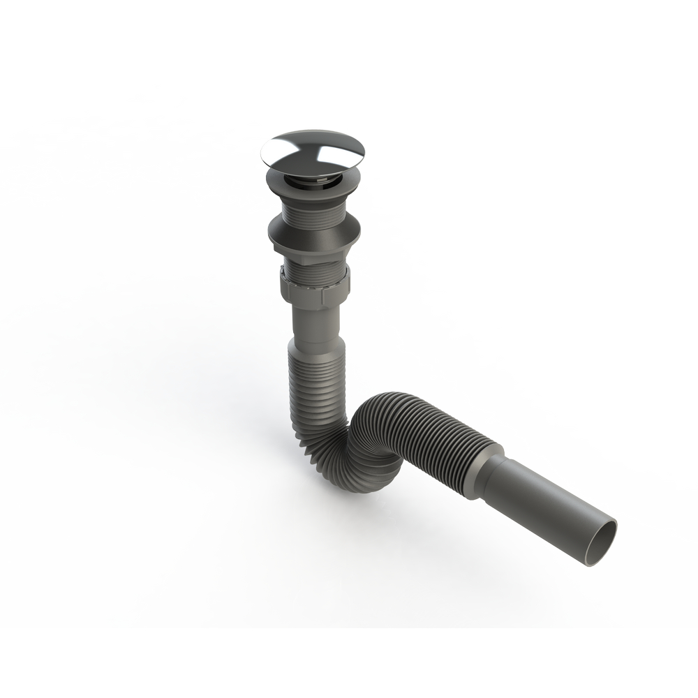 SIFON CLICK-CLACK 1 1/4 DOP INOX, CU FLEXIBIL JOLLY FLEX 32mm SANOBI (1/100) (109917)