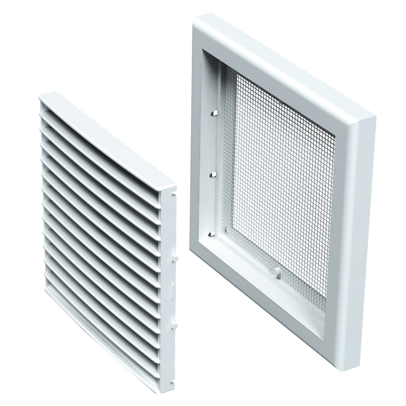 GRILA VENTILATIE, PVC, 150X150mm, PLASA INSECTE, ALB, VENTS (1/150) (110482)