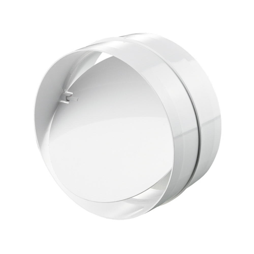 CONECTOR TUB VENTILATIE PVC 125mm, CU CLAPETA ANTIRETUR, ALB, VENTS (1/16) (112658)