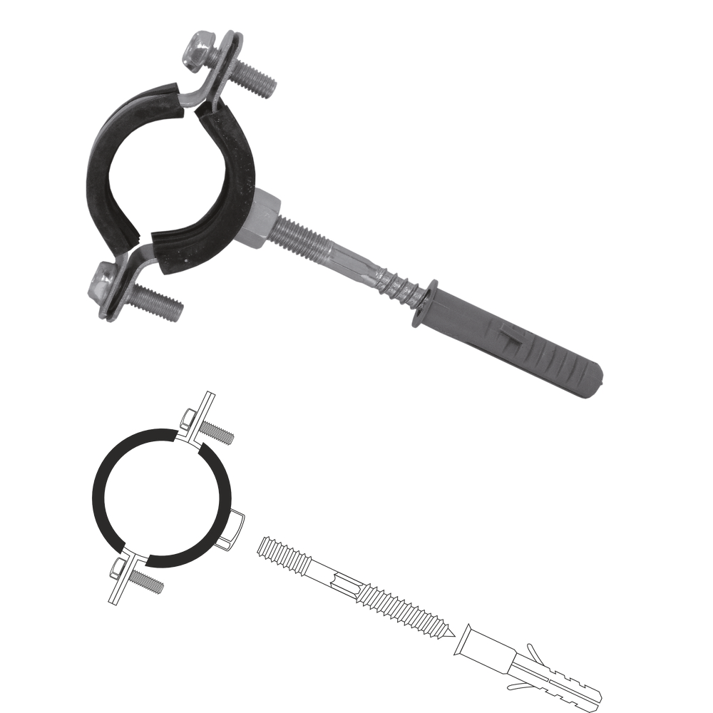 SET COLIER METALIC (cu garnitura, prezon si diblu) 1`` (32-36mm) (25/125) RAODYNE (39882)