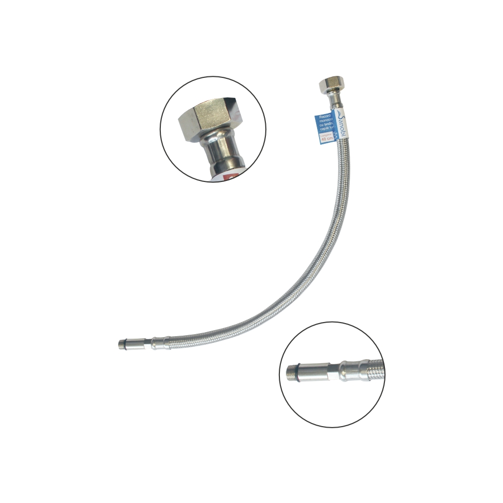 RACORD FLEX.MONOC.TES. INOX 40cm (C.LUNG)-SET 5BUC SANOBI (100)(1set/20seturi) (49760)