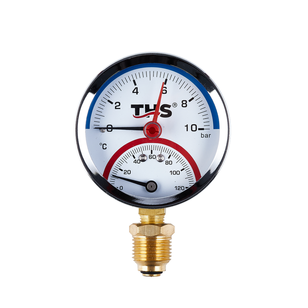 TERMOMANOMETRU RADIAL, Ø80, 1/2", 0-10 Bar, 20°-120°C THS (1/5) (94477)