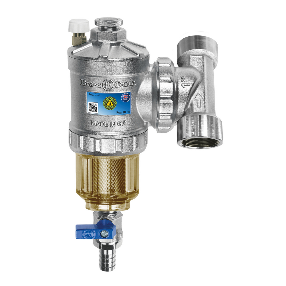 FILTRU CICLONIC ANTI-MAGNETITA SI NAMOL TRANSPARENT (10500 GAUSS) 1" FI BRASS FORM (1/4) (96788)